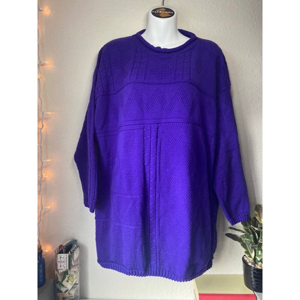 Purple Retro 1980’s Sweater Dress 1X